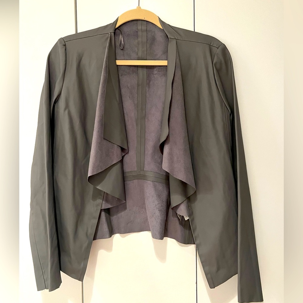 Zara faux leather grey blazer jacket
